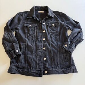 Madewell-Black-Oversized-Denim-Jacket-Classic-Casual-Size S